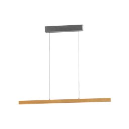 FISCHER & HONSEL LED hanging light Shine-Wood, length 105 cm, oak/nickel-coloured