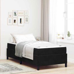 vidaXL Bed Frame Black and White and Black 90 x 190 cm Velvet