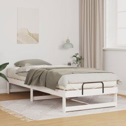 vidaXL Bed Frame with Carry Handles White Solid pine wood