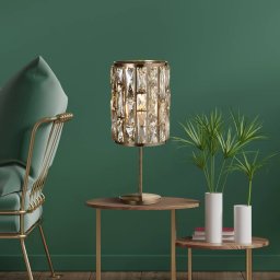 Searchlight Bijou table lamp, brass, crystal glass