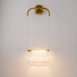 Maytoni LED wall light Cabaret, brass/clear, metal/glass