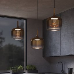 Maytoni LED pendant light Spirito, gold, glass/metal, Ø 26 cm