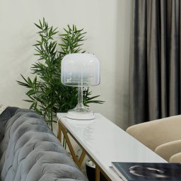 Maytoni LED table lamp Spirito, white, glass, height 42 cm