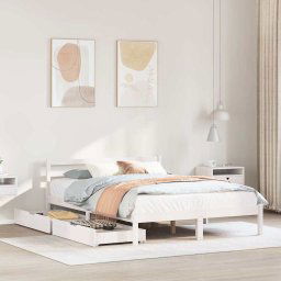 vidaXL Bed Frame without Mattress White 135x190 cm Double Solid Wood Pine