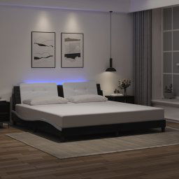 vidaXL Bed Frame with LED without Mattress "Zadar" Black and White 200x200 cm