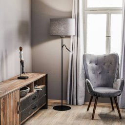 Nowodvorski Lighting Hotel Plus floor lamp – grey lampshade and reading lamp