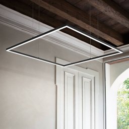 Ideallux Ideal Lux Oracle Slim LED pendant light, 90 x 90 cm, black, 3,000 K