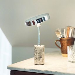 Dyberg Larsen LED rechargeable table lamp Starlight, chrome/grey