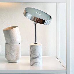 Dyberg Larsen LED rechargeable table lamp Starlight, chrome/white