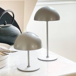 Dyberg Larsen LED rechargeable table lamp Along, silver, 20 cm