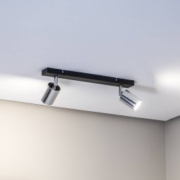 HELAM Tune II ceiling lamp, black/chrome, metal, 2-bulb, E27