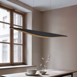 Lucande LED pendant light Clavit, black, 140 cm, dimmable