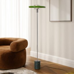 Lindby Branford floor lamp, retro, green, metal/marble