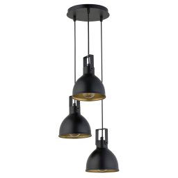 SIGMA Trial pendant light, 3-bulb round black/gold
