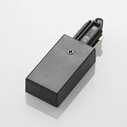 Lindby Linaro end power feed, black, single-circuit track lighting system