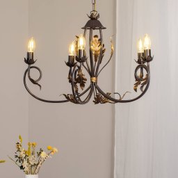ONLI Gretel chandelier, 5-bulb, bronze-coloured, metal, E14