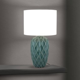 ORION Tortuga table lamp, green/white, height 49.5 cm, ceramic/linen