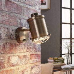 Lindby Dimmable Ebbi LED wall spotlight, antique brass