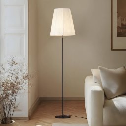 Lindby Virelle floor lamp, black/white, textile, height 170 cm