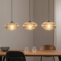 EMIBIG LIGHTING Dining table light Coco, length 115 cm, black/smoke grey, 3-bulb.