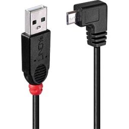 LINDY 31975 - USB 2.0 cable, A connector to micro B connector, 90° 0.5 m