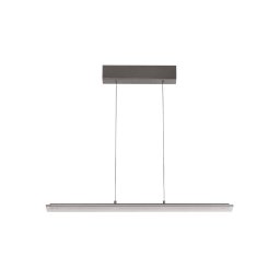 FISCHER & HONSEL Torvi LED hanging light, sand grey/smoke grey, 88 cm metal/glass