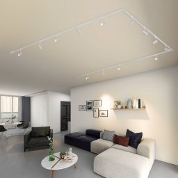 Lindby Linaro single-circuit track lighting system, GU10, 14-bulb, white