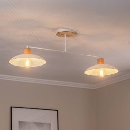 EMIBIG LIGHTING Kobe ceiling light, 2-bulb, steel, wood, white