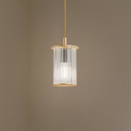 Argon Nora outdoor hanging light, gold/transparent, IP44, glass