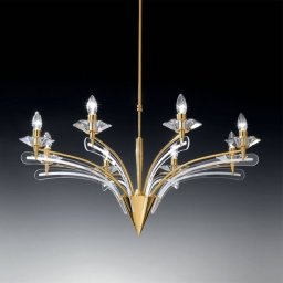 Metallux Chandelier ICARO with crystal glass 8-bulb, gold