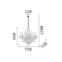 Ideallux Ideal Lux chandelier Florian chrome-coloured, crystal, 12flg.