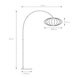 Lucide Corina arc lamp, black, E27, 192 cm, plastic