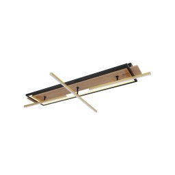 Globo Beatrix LED ceiling light, length 100 cm, wood/black, wood