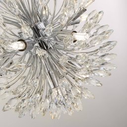 Searchlight Peacock pendant light, chrome/clear, crystal glass, Ø 37 cm, G9