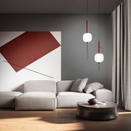 kdln LED hanging light Motus, red/white, Ø 24 cm, glass