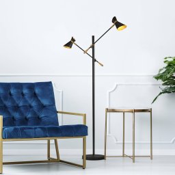 Searchlight Diablo LED floor lamp, black/gold, metal, adjustable