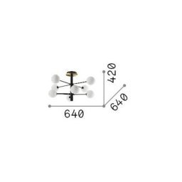 Ideallux Ideal Lux Cosmopolitan ceiling lamp black metal glass 8flg.