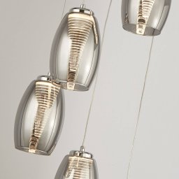 Searchlight Cyclone LED pendant light, 5-bulb, smoke-coloured, glass