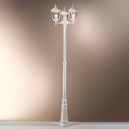 ORION Puchberg lamp post, 3-bulb, 255 cm, white-gold