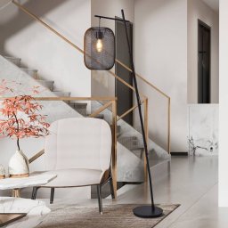 EGLO Wrington floor lamp, height 194 cm, black, steel