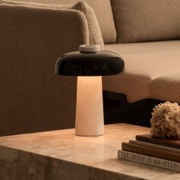 Audo Copenhagen Audo LED table lamp Reverse, black, marble, height 30cm