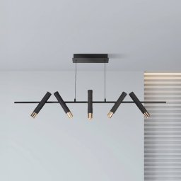 Searchlight LED pendant light Cylinder, black/ogld, metal, 120 cm long