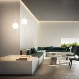 kdln LED hanging light Motus, white, Ø 24 cm, glass