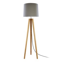 HerzBlut Anni floor lamp, oiled knotty oak/taupe