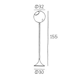 DESIGN BY US Ballroom floor lamp, blue, glass, hand-blown, dimmable