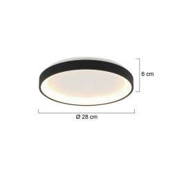 Steinhauer LED ceiling light Ringlede, black, height 6 cm, Ø 28 cm