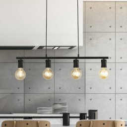 Searchlight Dance pendant light, 4-bulb, black, metal, E27, 80 cm long