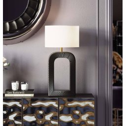 KARE table lamp Tube, black/white, linen textile, height 79 cm