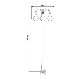Albert Leuchten Lamp post 171, 3-bulb, white