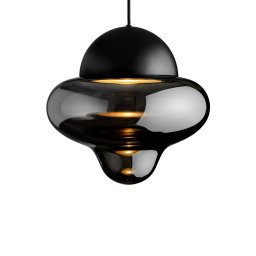 DESIGN BY US LED pendant light Nutty XL, smoke grey / black, Ø 30 cm